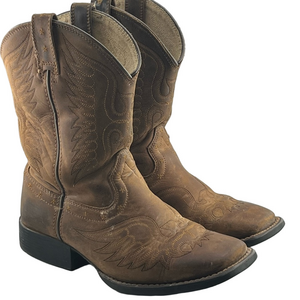 Ariat Destressed Western Cowboy Boot Brown Size 2.5 Leather 10017313 Square Toe